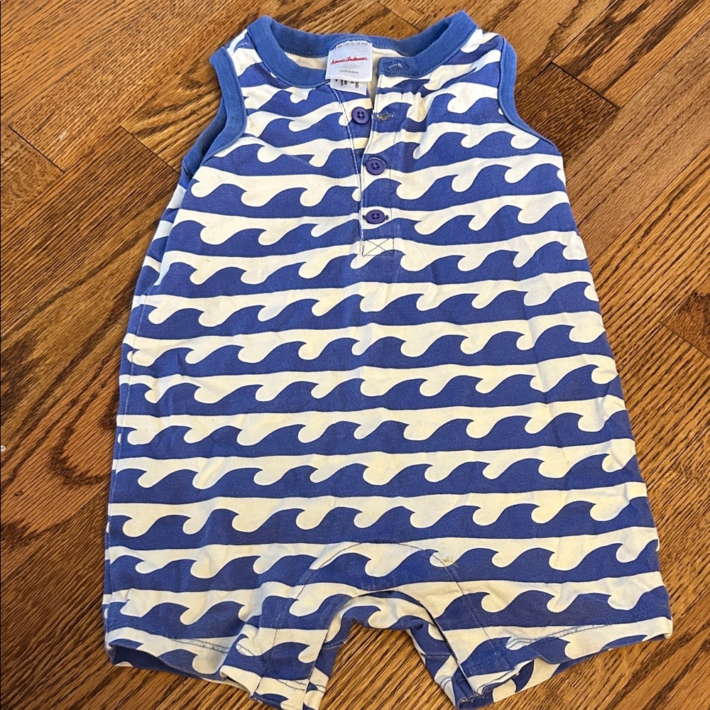 Hanna Andersson Blue and Cream Striped Romper